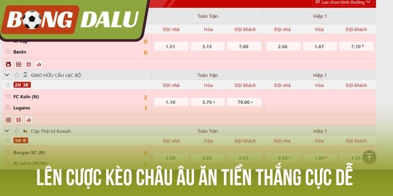 Lên cược kèo châu Âu ăn tiền thắng cực dễ 