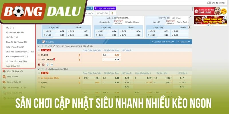 Sân chơi cập nhật siêu nhanh nhiều kèo ngon